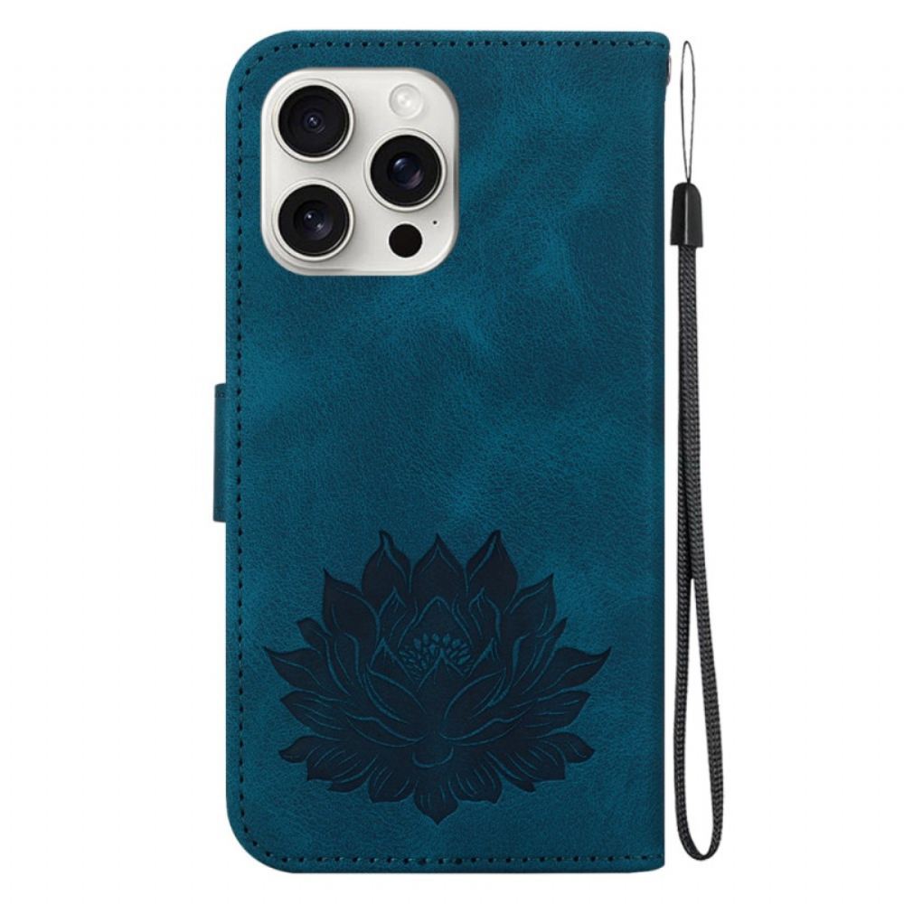 Kožený Kryt Na iPhone 16 Pro Lotosový Květ