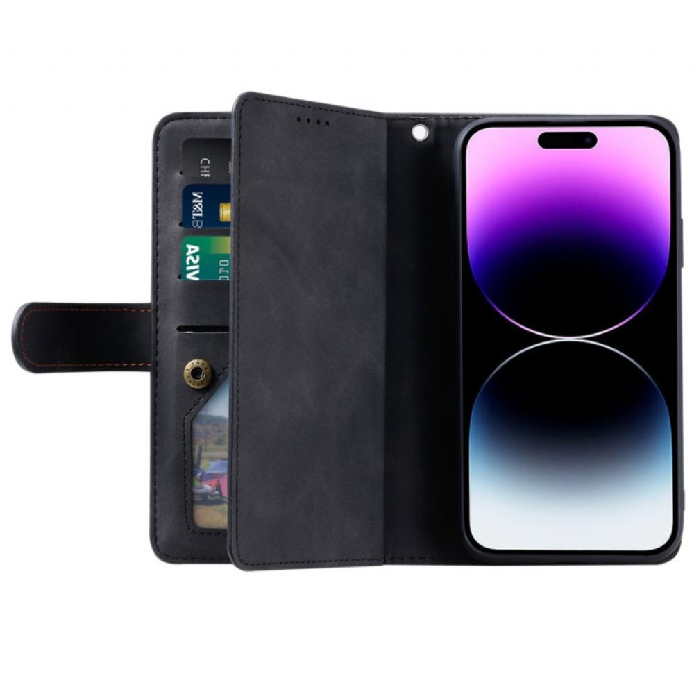 Kožený Kryt Na iPhone 16 Pro Peněženka 9 Držitelů Karet