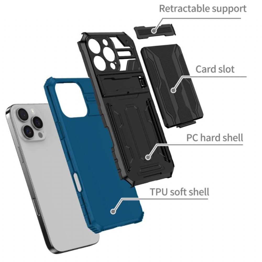 Kryt iPhone 16 Pro Kryty Na Mobil S Integrovaným Držákem Karty A Podporou