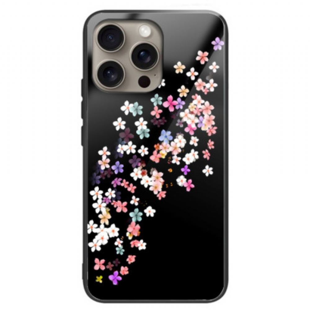Kryt iPhone 16 Pro Květinový Vzor Z Tvrzeného Skla