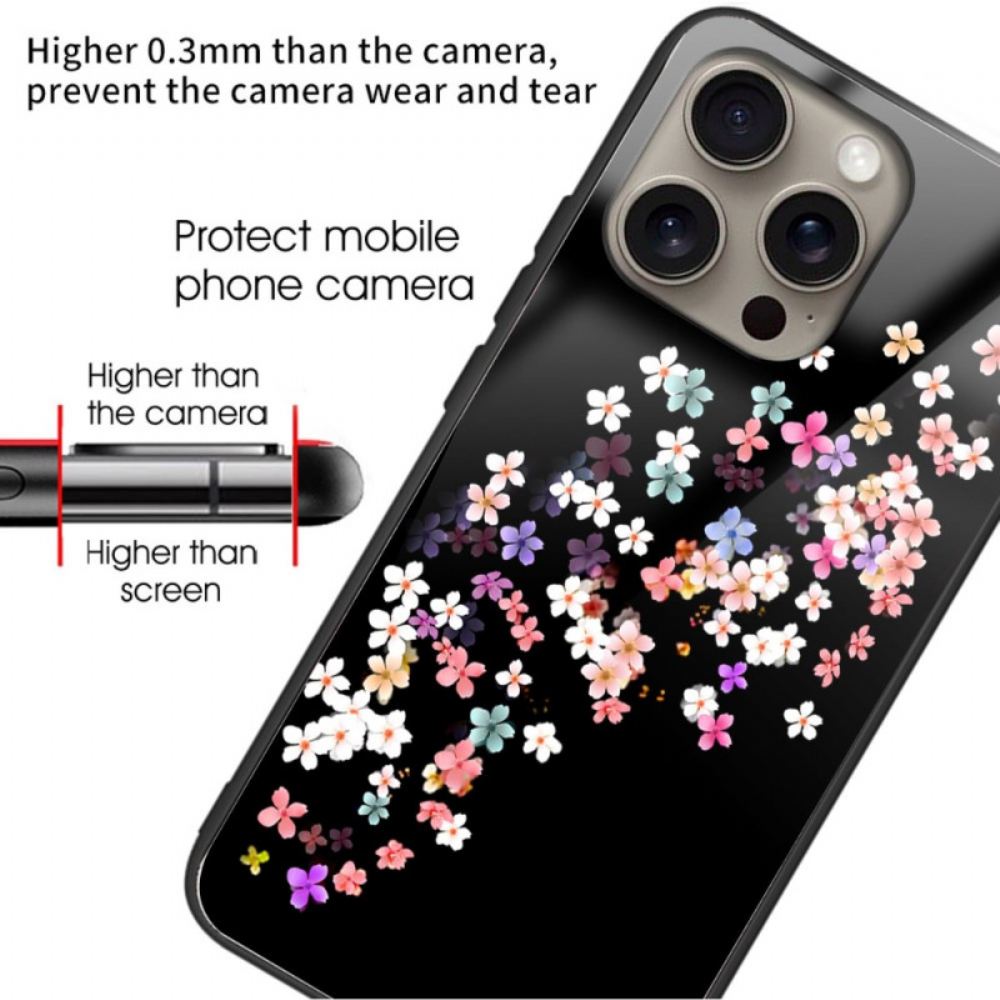 Kryt iPhone 16 Pro Květinový Vzor Z Tvrzeného Skla