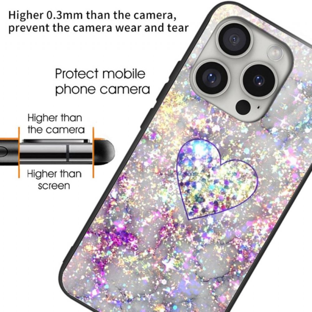 Kryt iPhone 16 Pro Lesklé Tvrzené Sklo Srdce