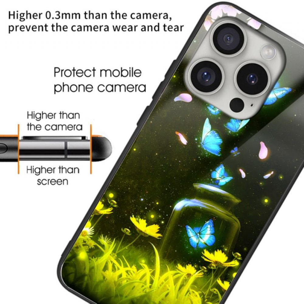 Kryt iPhone 16 Pro Motýli Z Tvrzeného Skla V Láhvi