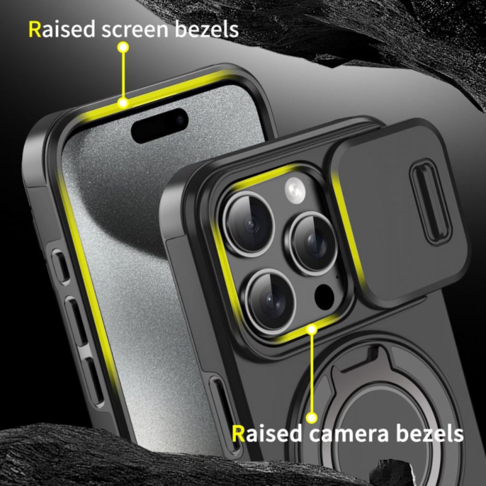 Kryt iPhone 16 Pro Otočný Držák A Posuvný Kryt Pro Objektiv Fotoaparátu