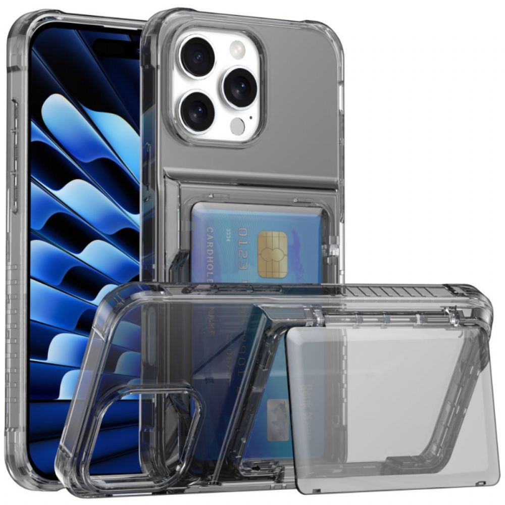 Kryt iPhone 16 Pro Transparentní Podpora A Držák Karty