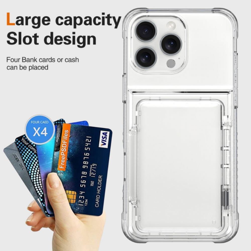 Kryt iPhone 16 Pro Transparentní Podpora A Držák Karty