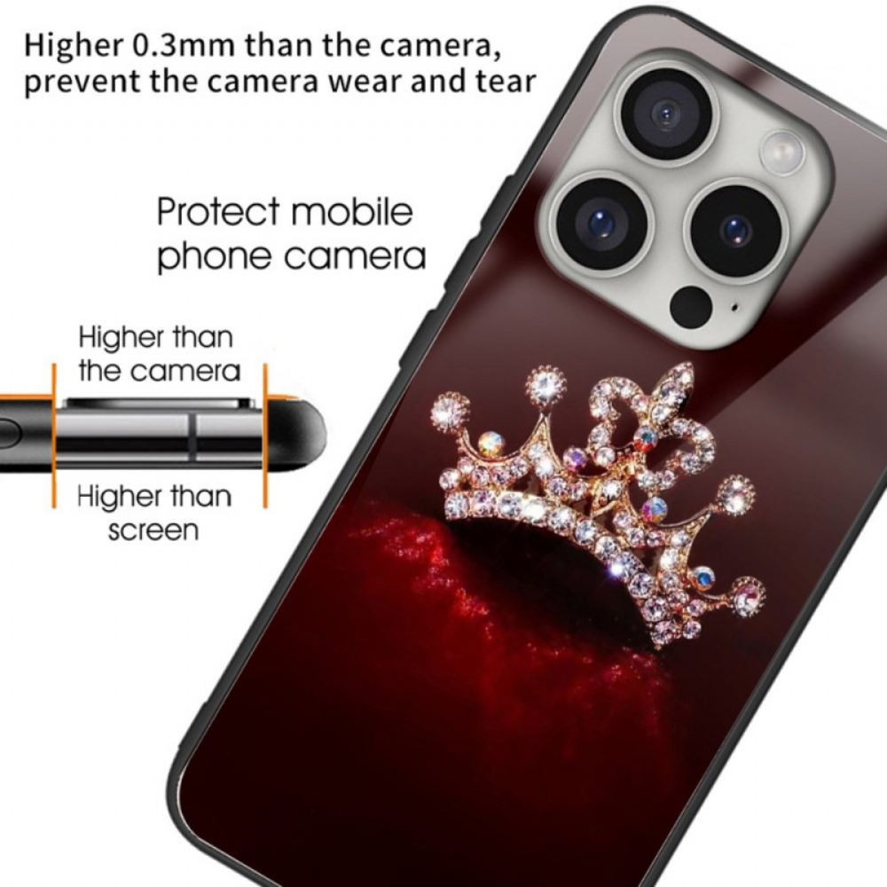 Kryt iPhone 16 Pro Tvrzené Sklo S Diamantovou Korunou