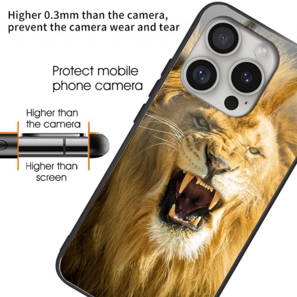 Kryt iPhone 16 Pro Tvrzené Sklo Se Vzorem Lva