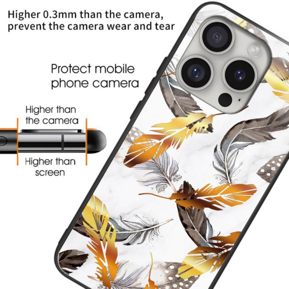 Kryt iPhone 16 Pro Tvrzené Sklo Zlaté Listy