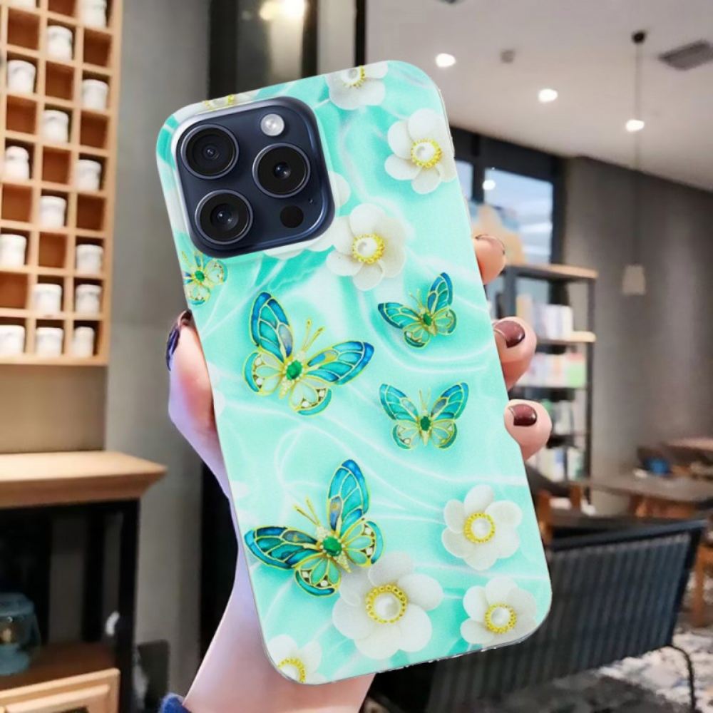 Kryt iPhone 16 Pro Zelení Motýli