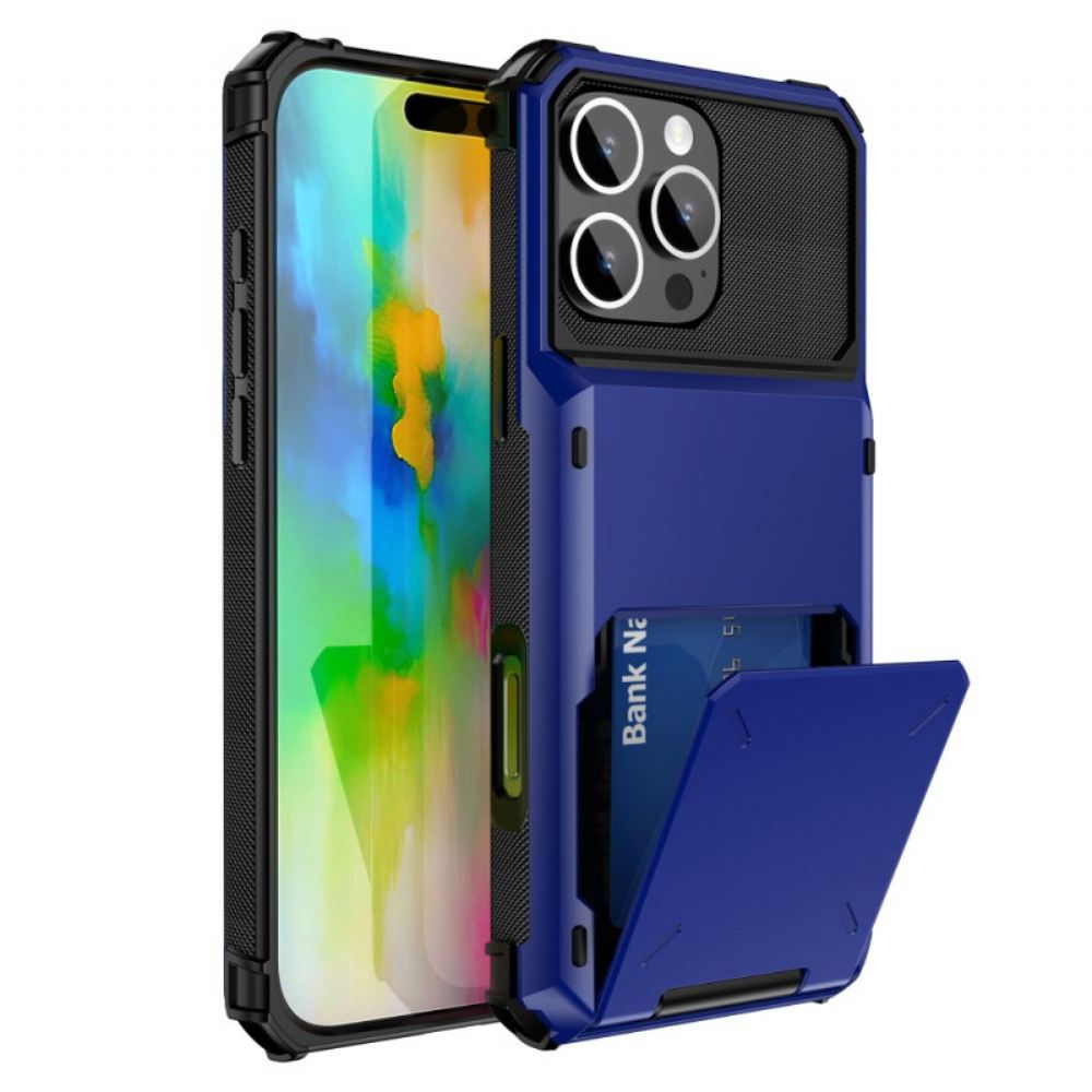 Kryt Na iPhone 16 Pro Držák Karet S Kovovými Efekty