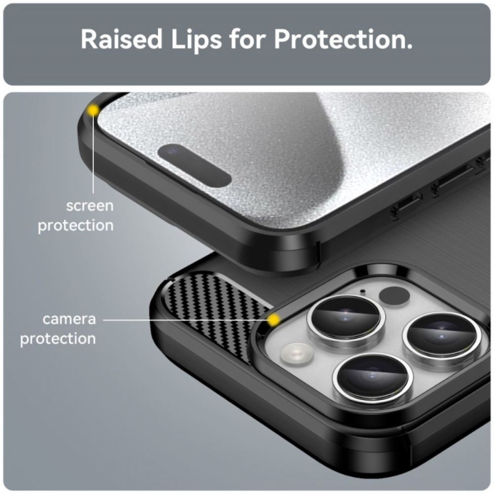 Kryt Na iPhone 16 Pro Kartáčované Uhlíkové Vlákno