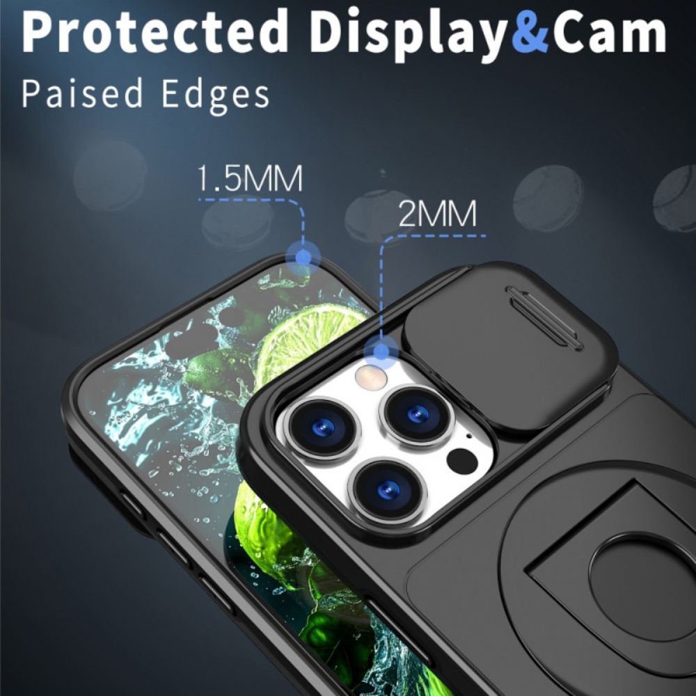 Kryt Na iPhone 16 Pro Magnetický Podpůrný Kroužek A Posuvný Kryt Objektivu