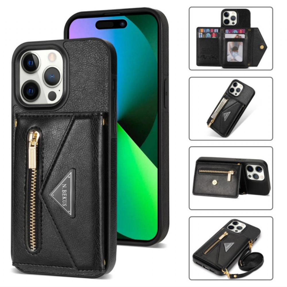 Kryt Na iPhone 16 Pro Peněženka A Popruh Přes Rameno N.bekus