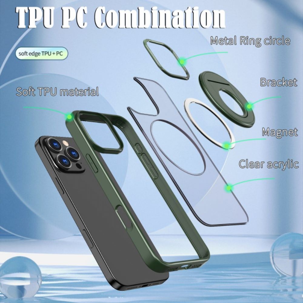 Kryt Na iPhone 16 Pro Transparentní Magsafe Kompatibilní S Podpůrným Kroužkem