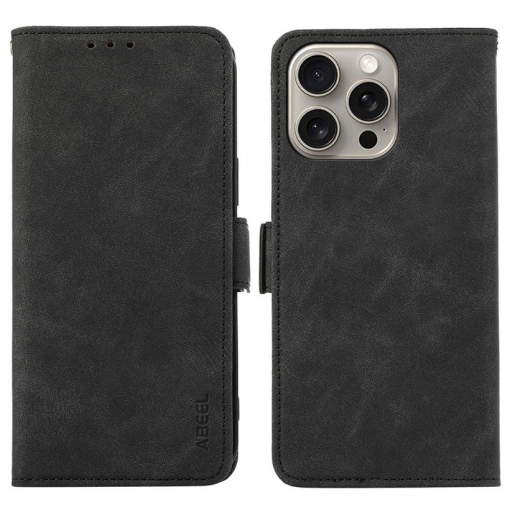 Peněženková Pouzdra iPhone 16 Pro Kryty Na Mobil Blokování Rfid Semišovým Efektem Abeel