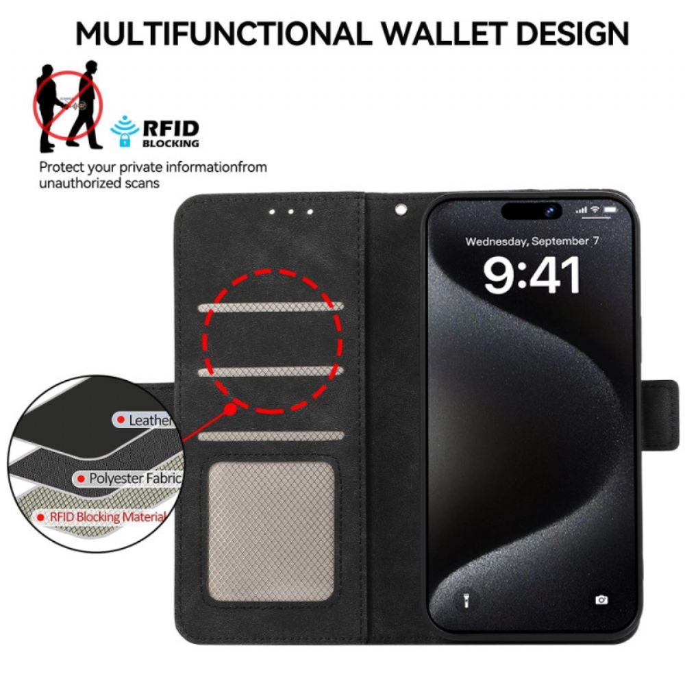 Peněženková Pouzdra iPhone 16 Pro Kryty Na Mobil Blokování Rfid Semišovým Efektem Abeel