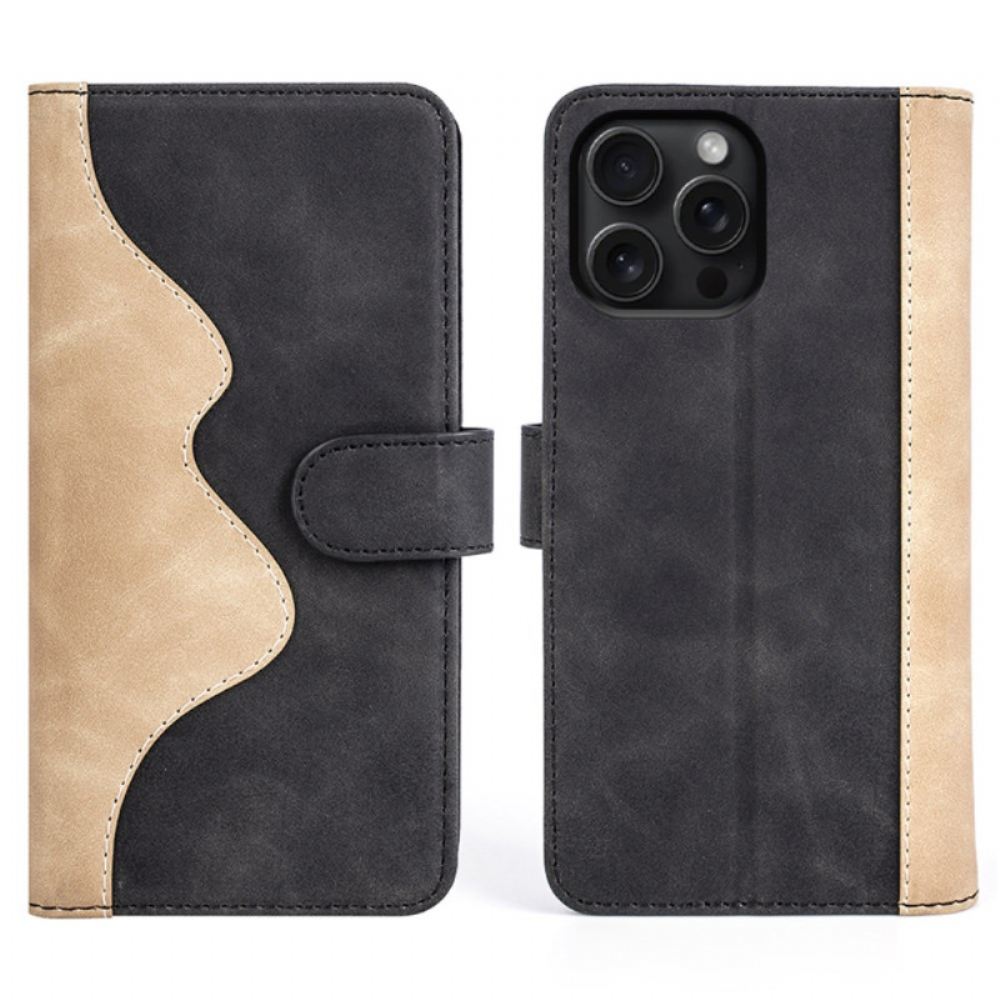 Peněženková Pouzdra iPhone 16 Pro Kryty Na Mobil Dvoubarevný Design