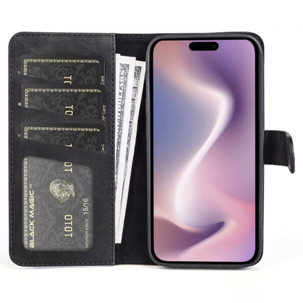 Peněženková Pouzdra iPhone 16 Pro Kryty Na Mobil Dvoubarevný Design