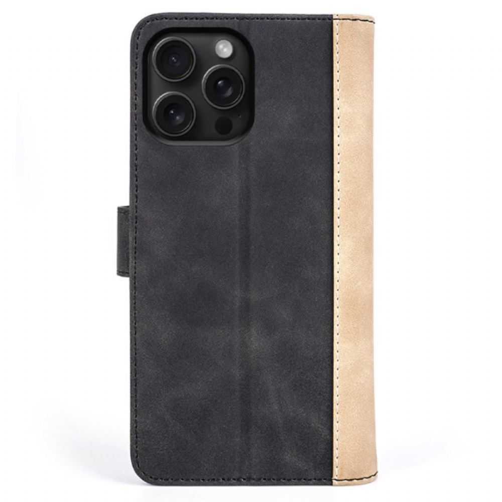 Peněženková Pouzdra iPhone 16 Pro Kryty Na Mobil Dvoubarevný Design