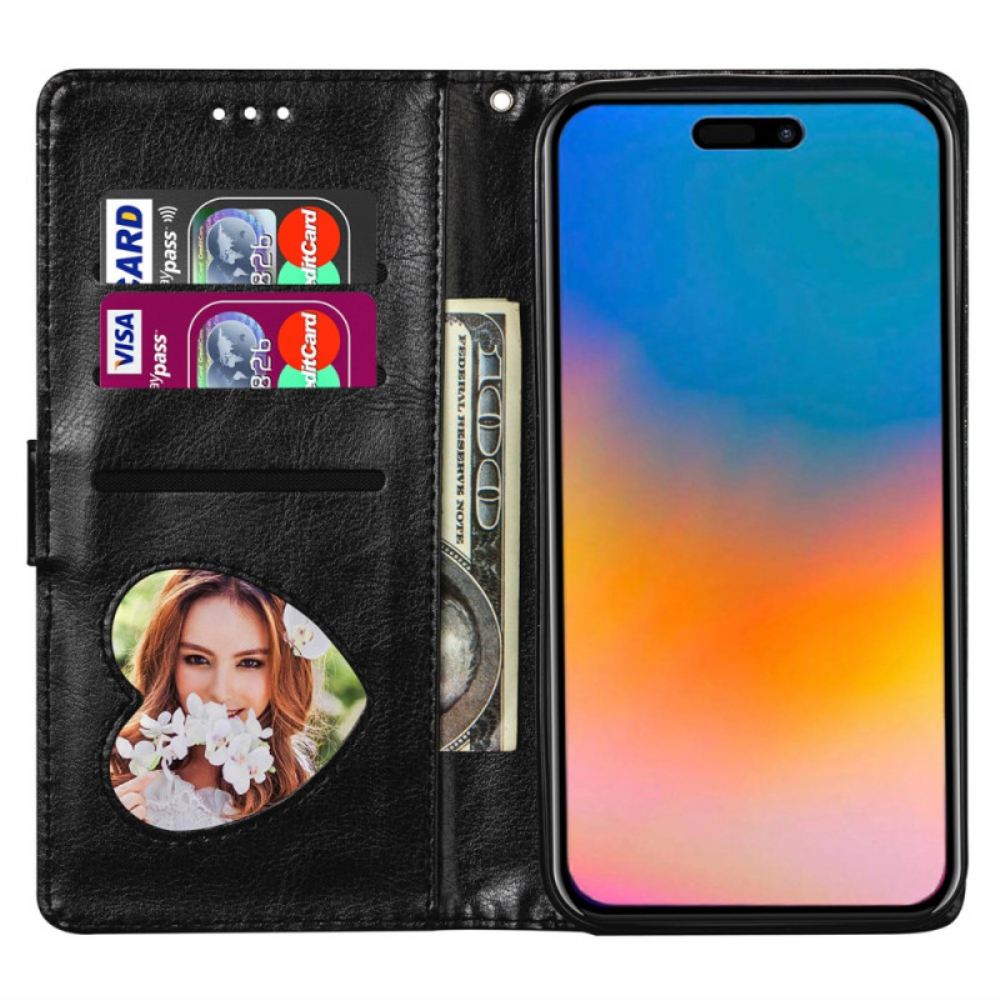 Peněženková Pouzdra iPhone 16 Pro Kryty Na Mobil Flitrová Kapsa Na Zip