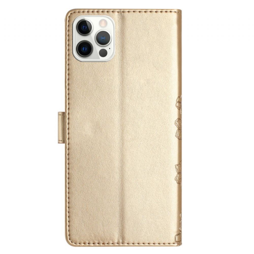 Peněženková Pouzdra iPhone 16 Pro Kryty Na Mobil Sakura A Motýli