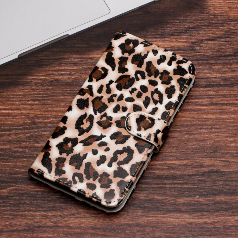 Peněženková Pouzdra iPhone 16 Pro Leopardí Vzor S Páskem