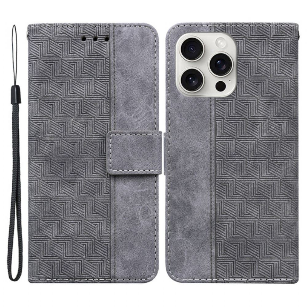 Peněženková Pouzdra iPhone 16 Pro Páskový Tkaný Vzor