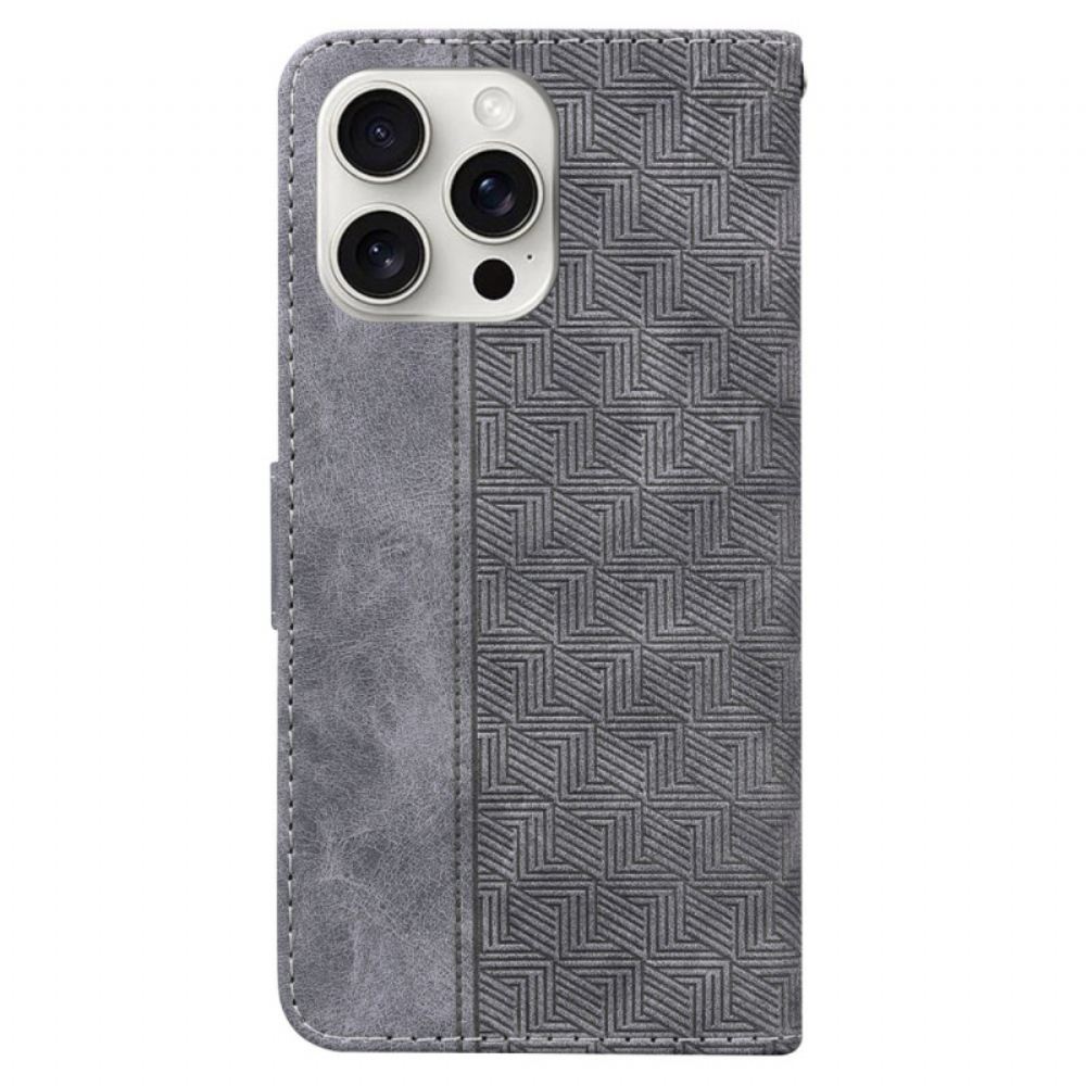 Peněženková Pouzdra iPhone 16 Pro Páskový Tkaný Vzor