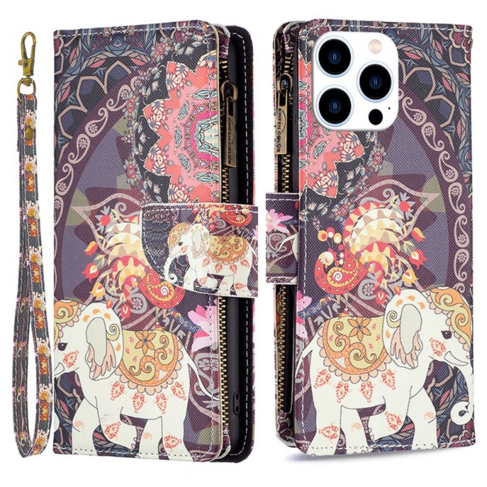 Peněženková Pouzdra iPhone 16 Pro Peněženka Tribal Elephant