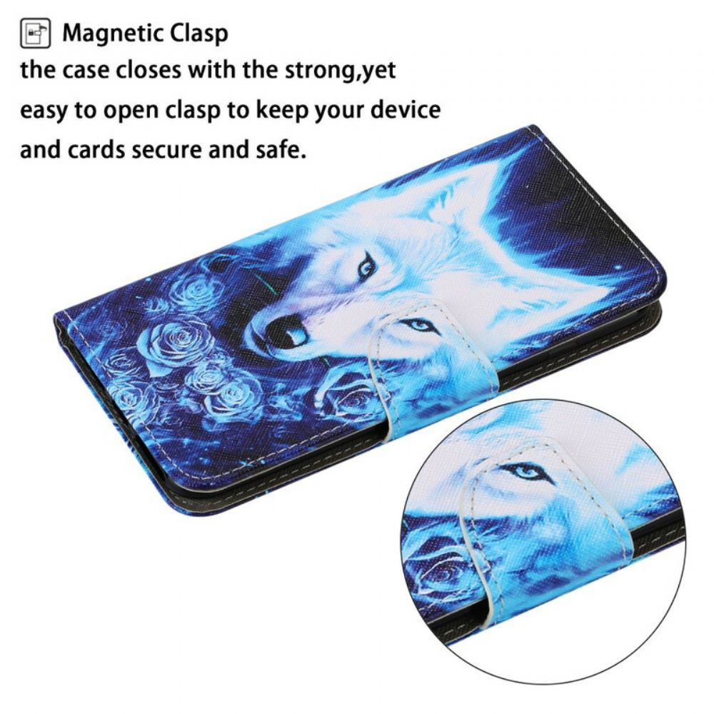 Flipové Pouzdro Na Samsung Galaxy M11 Bílý Vlk