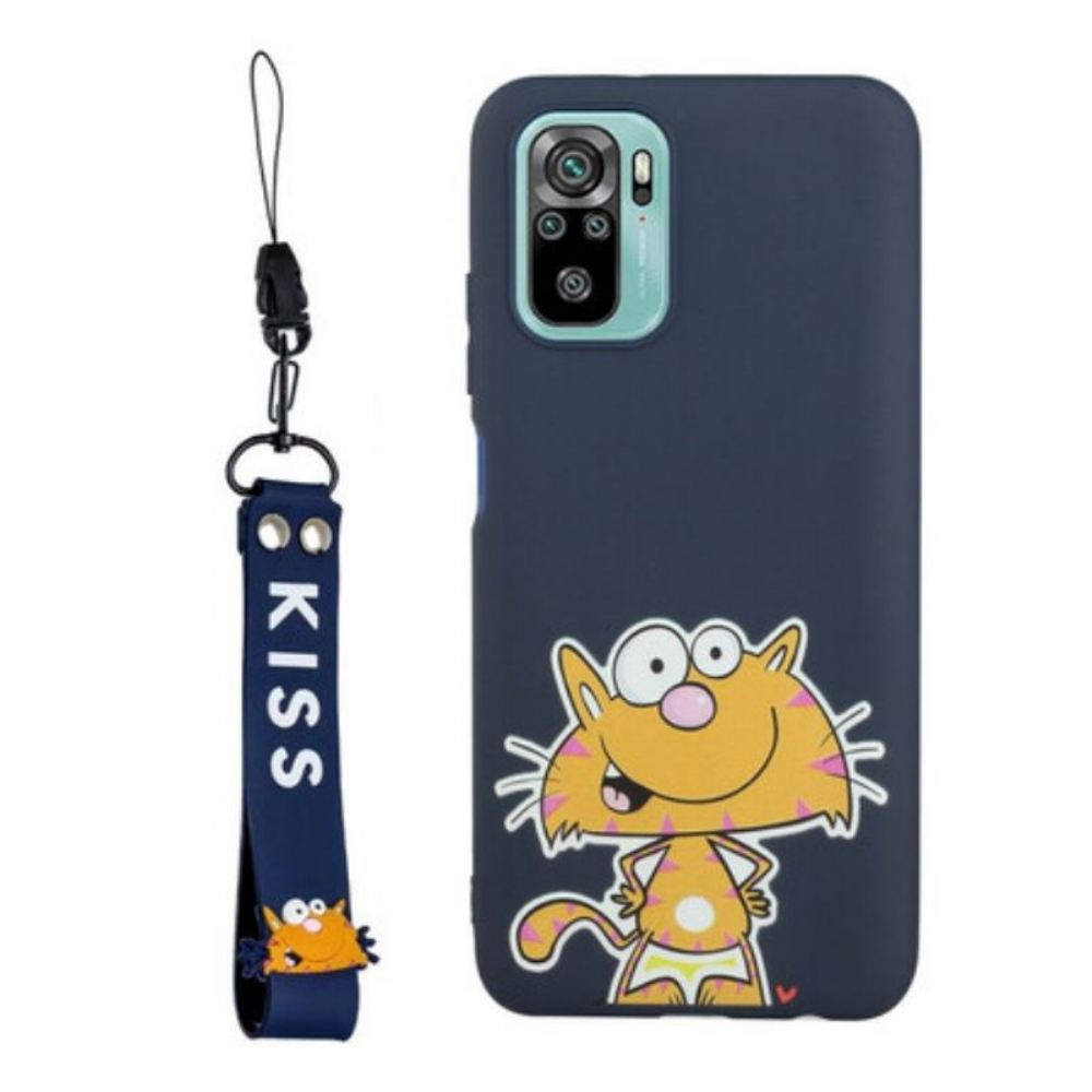 Kryt Na Poco M5s Kočka S Lanyard Kiss