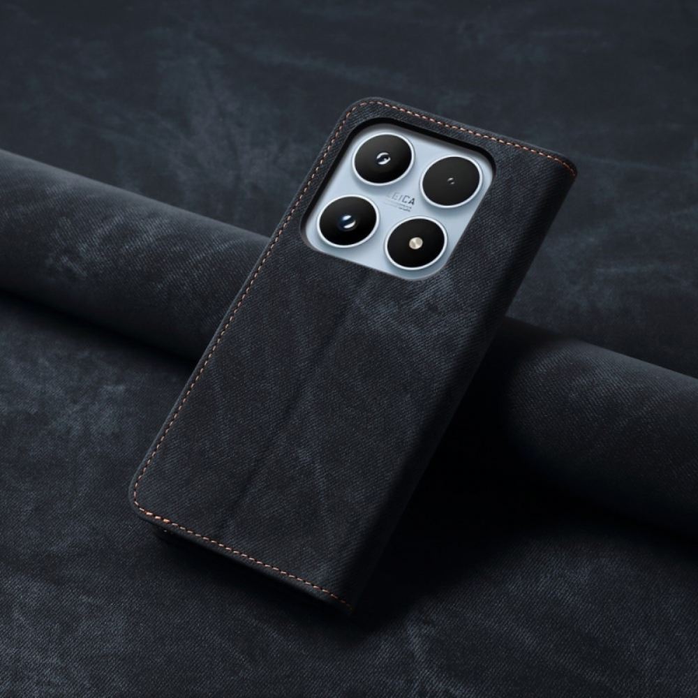 Kožené Pouzdro Folio Na Xiaomi 17 Džínová Textura