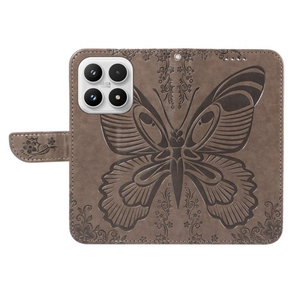 Kožený Kryt Na Xiaomi 17 Motýlí Vzor