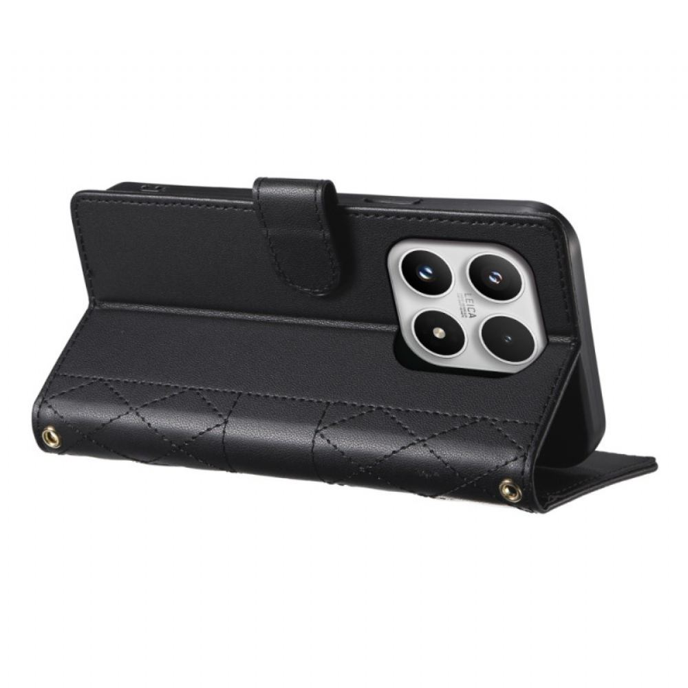 Kožený Kryt Na Xiaomi 17 Prošívaná S Popruhy