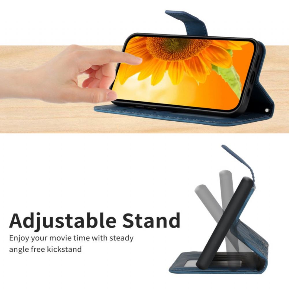 Kožený Kryt Na Xiaomi 17 Slunečnicový Potisk S Páskem