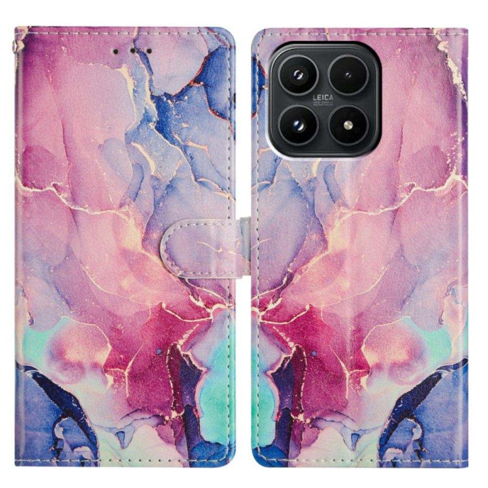 Kožený Kryt Na Xiaomi 17 Zelený A Růžový Mramor