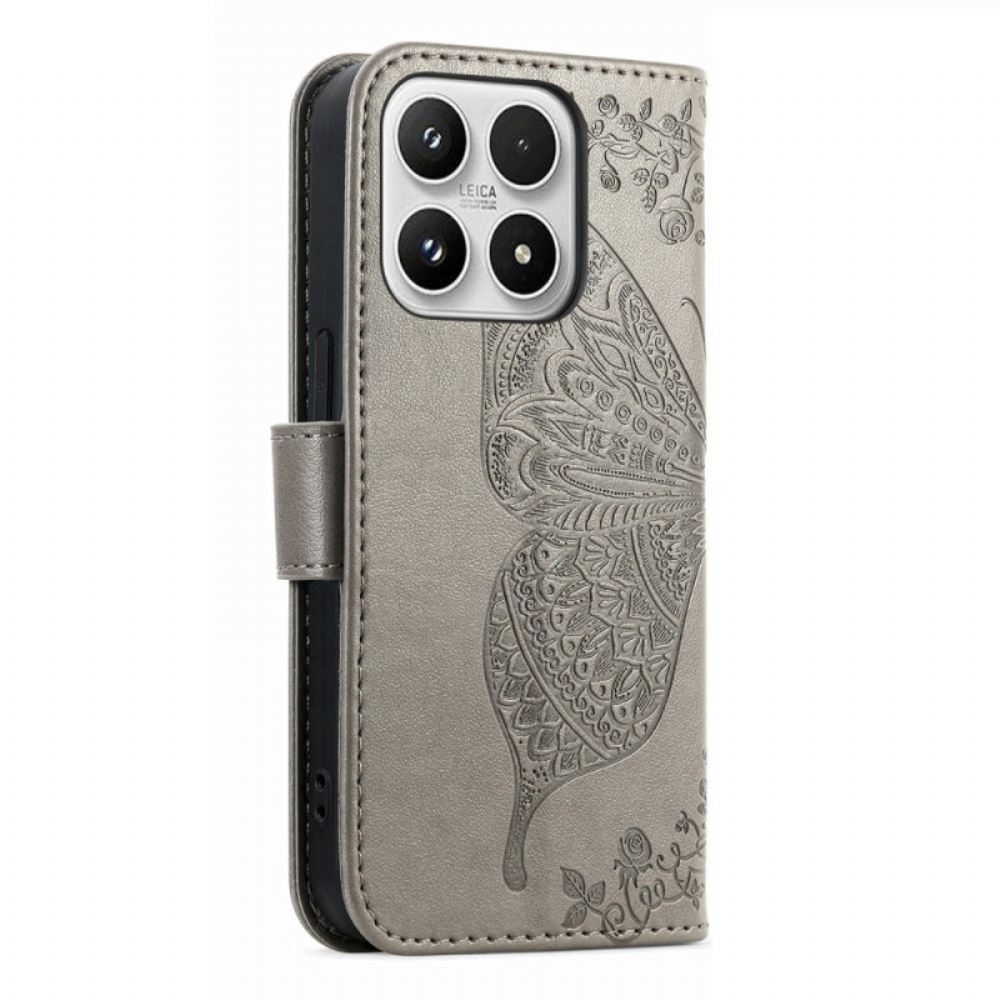 Kožený Kryt Xiaomi 17 3d Motýl A Kamínky