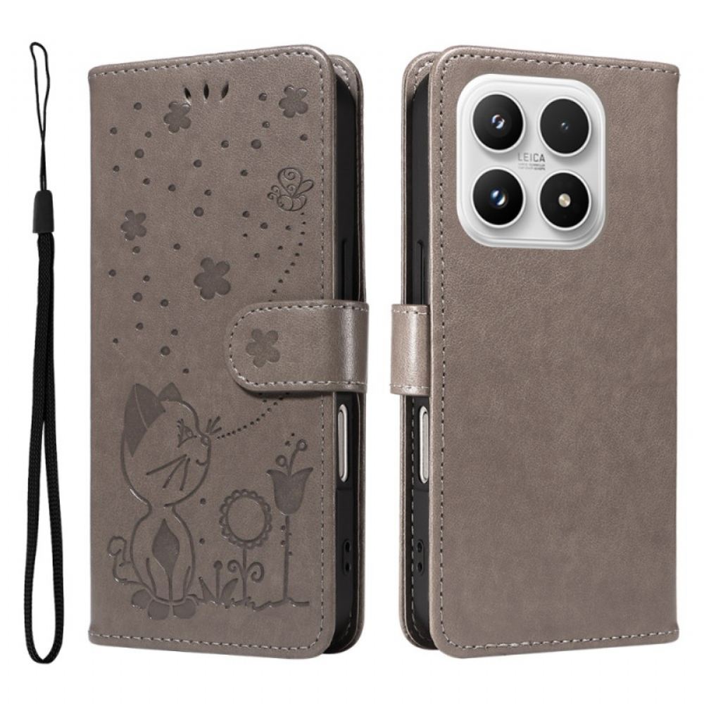 Kožený Kryt Xiaomi 17 Kočka A Včela