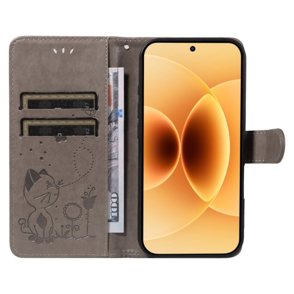 Kožený Kryt Xiaomi 17 Kočka A Včela