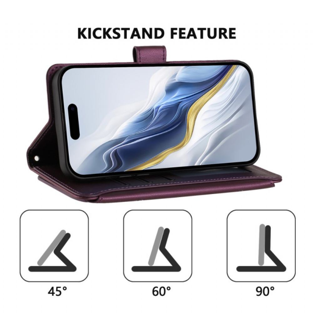 Kožený Kryt Xiaomi 17 Květinová Peněženka