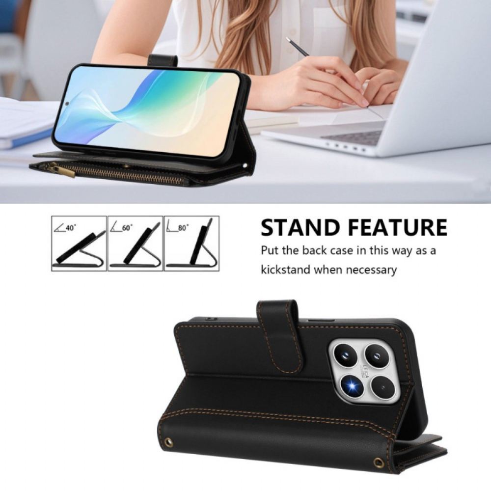 Kožený Kryt Xiaomi 17 Peněženka S 9 Přihrádkami Na Karty