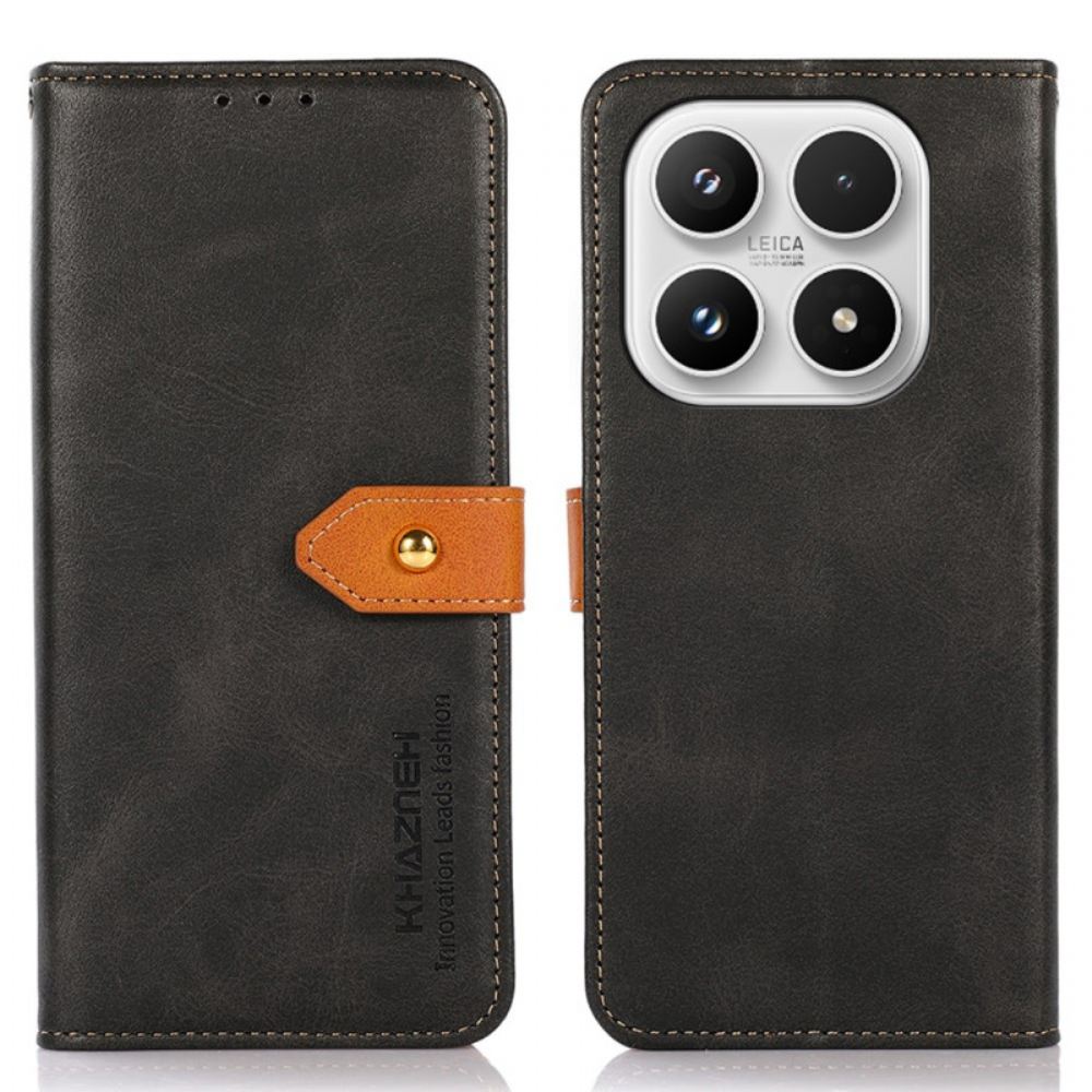 Kožený Kryt Xiaomi 17 Zlatá Spona Khazneh