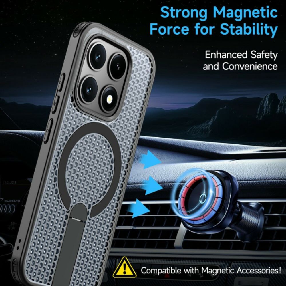 Kryt Xiaomi 17 Kryty Na Mobil Magnetická Mřížková Textura Se Stojánkem