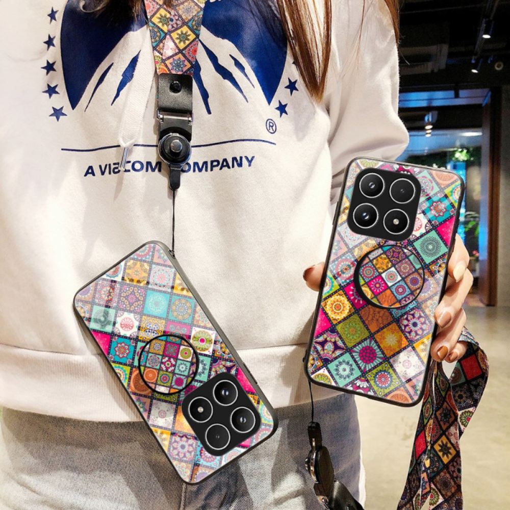 Kryt Xiaomi 17 Kryty Na Mobil Patchworkový Stojánek S Popruhem