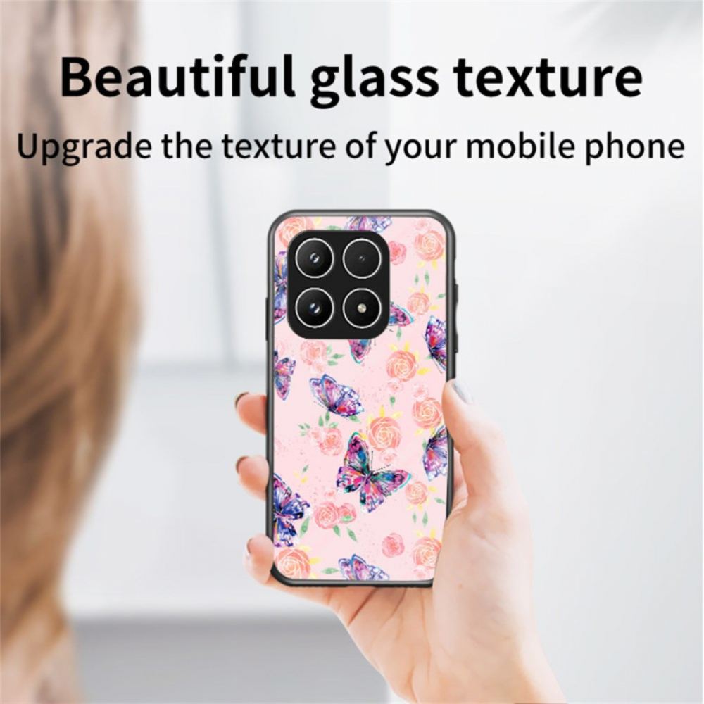 Kryt Xiaomi 17 Kryty Na Mobil Tvrzené Sklo S Motýlím Vzorem