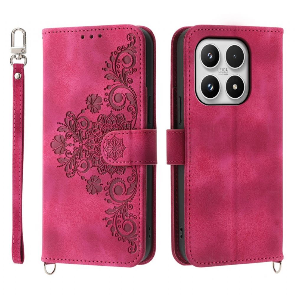 Peněženková Pouzdra Xiaomi 17 Kryty Na Mobil Krajkový Semišový Efekt