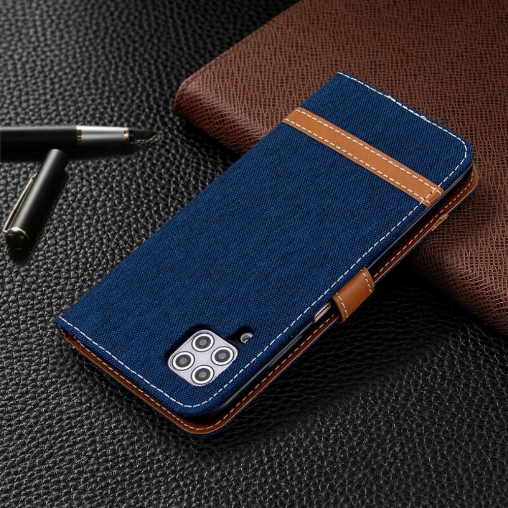 Flipové Pouzdro Na Huawei P40 Lite Na Lana Pásek S Látkovým A Koženým Efektem
