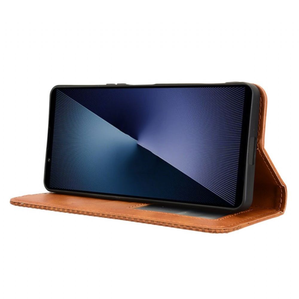 Kožené Pouzdro Folio Sony Xperia 1 Vii Vintage Okraj