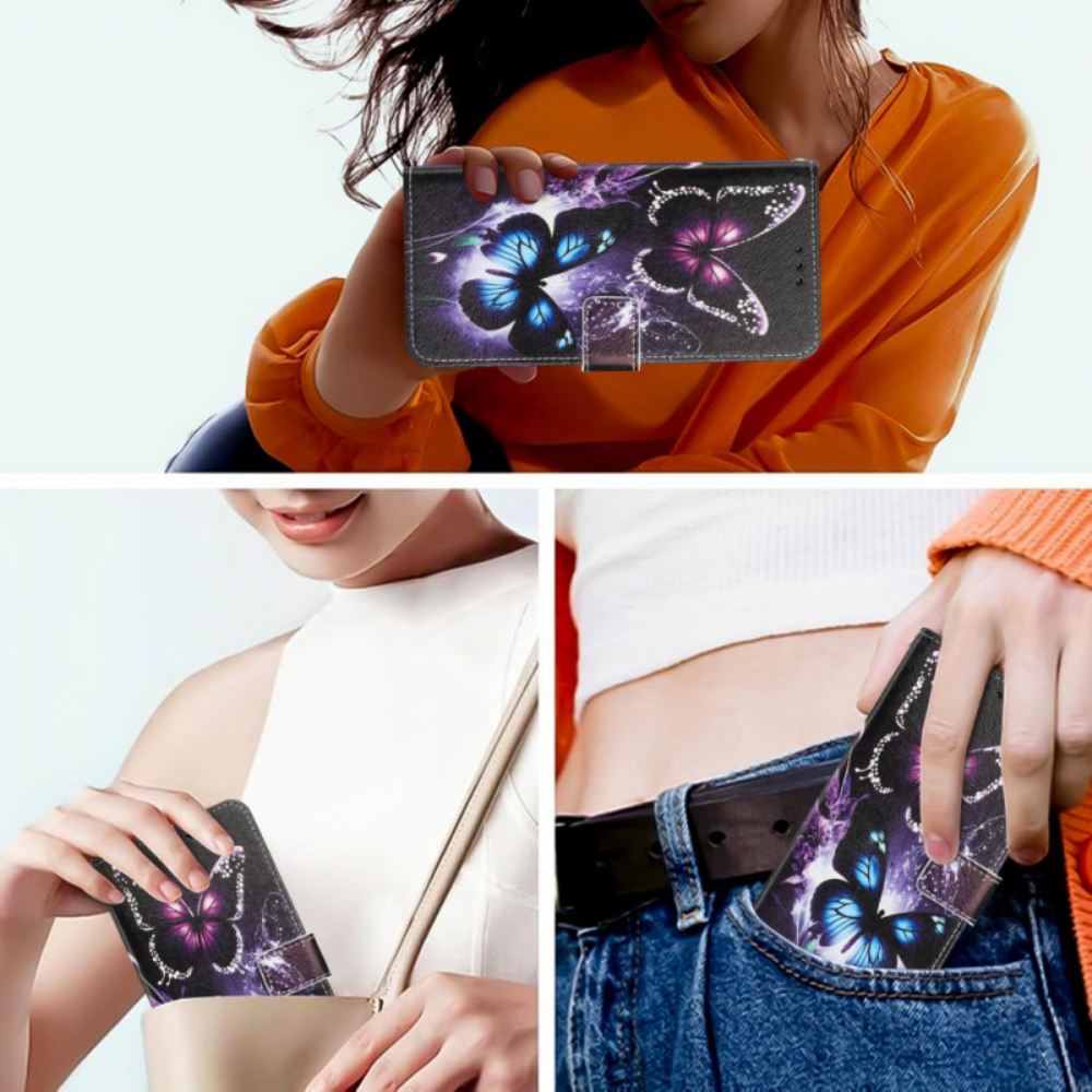 Kožený Kryt Na Sony Xperia 1 Vii Dva Motýli